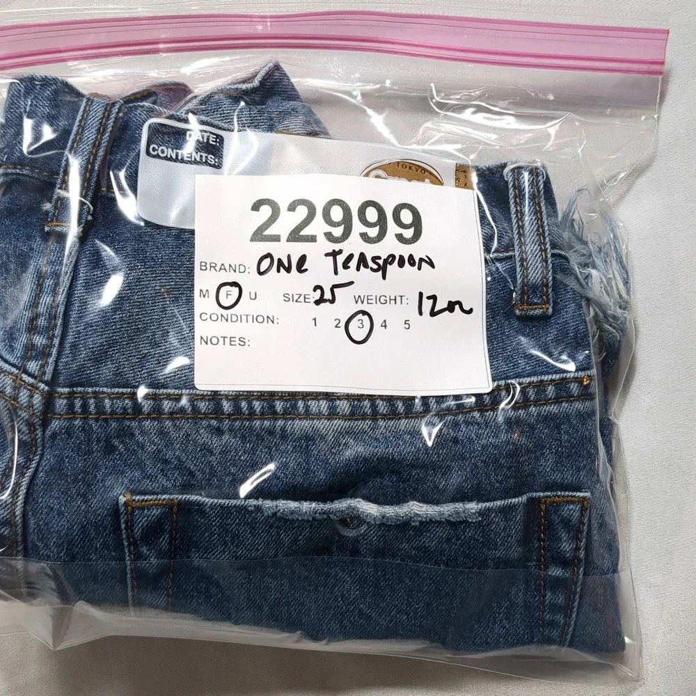 One Teaspoon High Waist Bonita Distressed Denim Shorts Blue Size 25 Button Fly